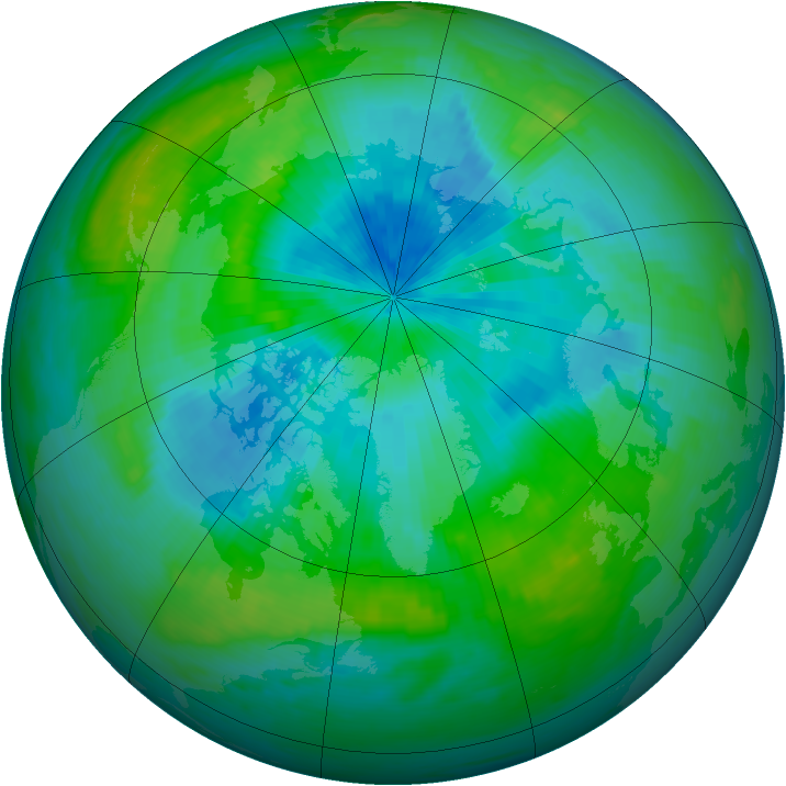 Arctic ozone map for 30 August 1988